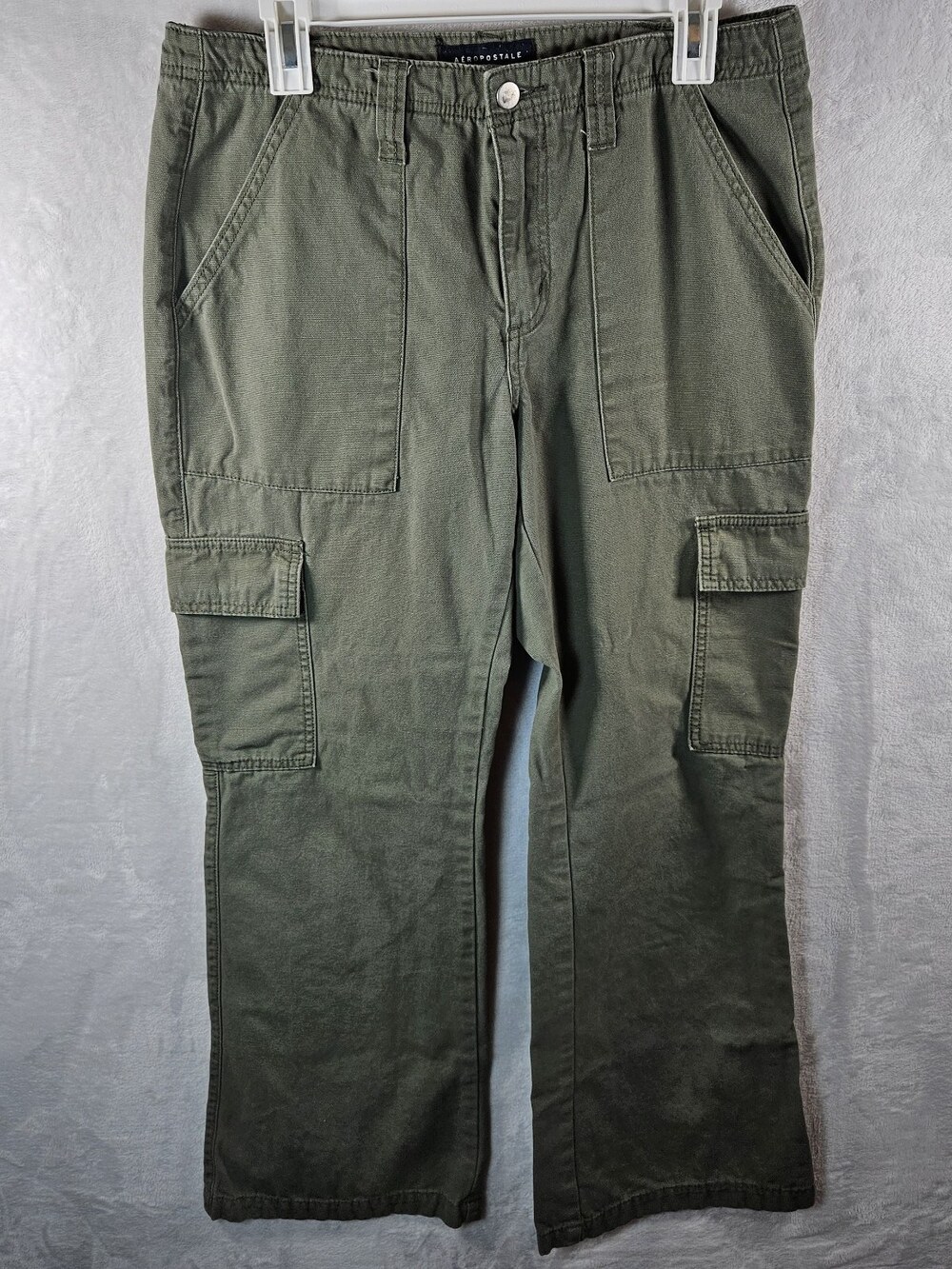 Aeropostale Utility Cargo Pants Womens L (32x30) Green Baggy Wide Leg Military